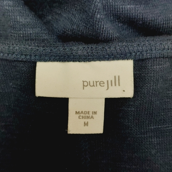 Pure J. Jill Blue Linen Blend Asymmetric Short Sleeve Lagenlook Midi Dress P6148 - Picture 5 of 7